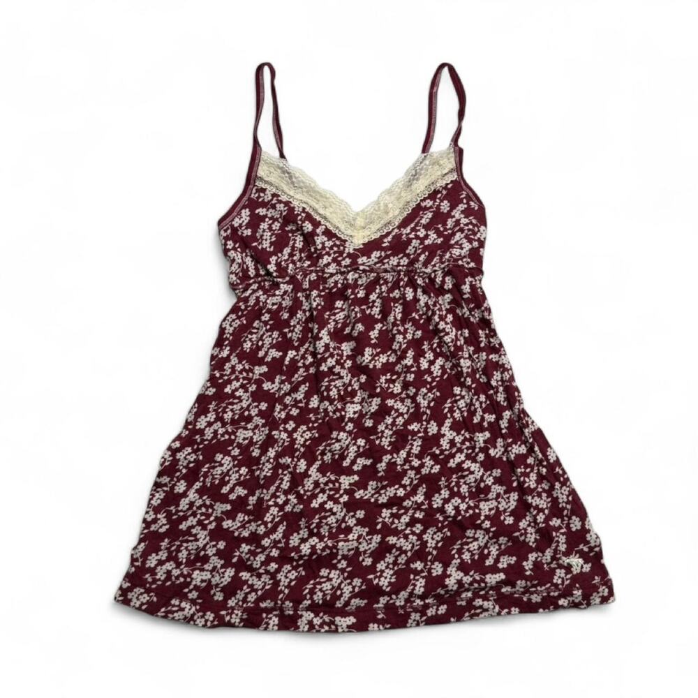 Abercrombie & Fitch Red Baby Doll Floral With Lace Summer Tank Top Y2K